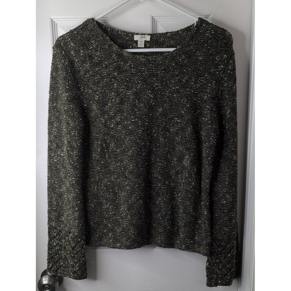 J. Jill Olive Marled Crew Neck Sweater Size M Petite